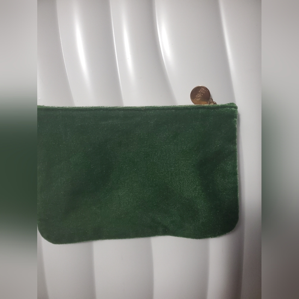 Ipsy Forest Green Suede Pouch EUC - Picture 2 of 4